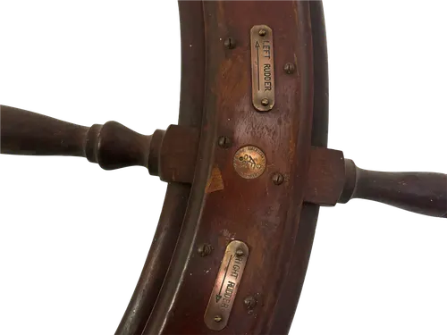 Rueda de cabillas «Left rudder · Right rudder», baúl marino antiguo · vista 4